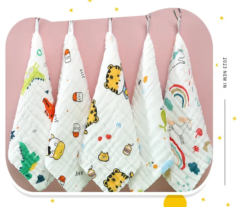 3Pcs Baby Muslin Washcloths - 6 Layer Cotton Gauze Face Towels for Bathing, Feeding, Hand Wiping - Soft, Absorbent, Breathable for Kids & Toddlers (25x25cm) showcase 8