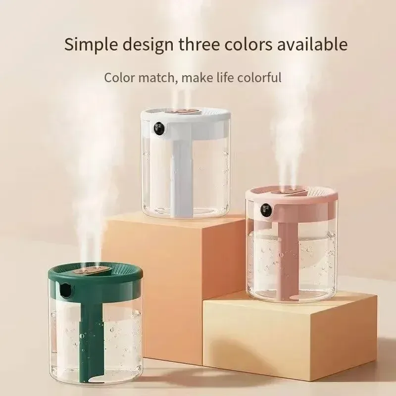 2L Dual Spray Humidifier USB Large Capacity for Home & Office, Quiet Bedroom Air Diffuser with LED Digital Display & Night Light, Portable Mini Design thumbnail 4