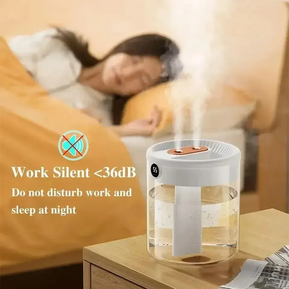 2L Dual Spray Humidifier USB Large Capacity for Home & Office, Quiet Bedroom Air Diffuser with LED Digital Display & Night Light, Portable Mini Design thumbnail 3