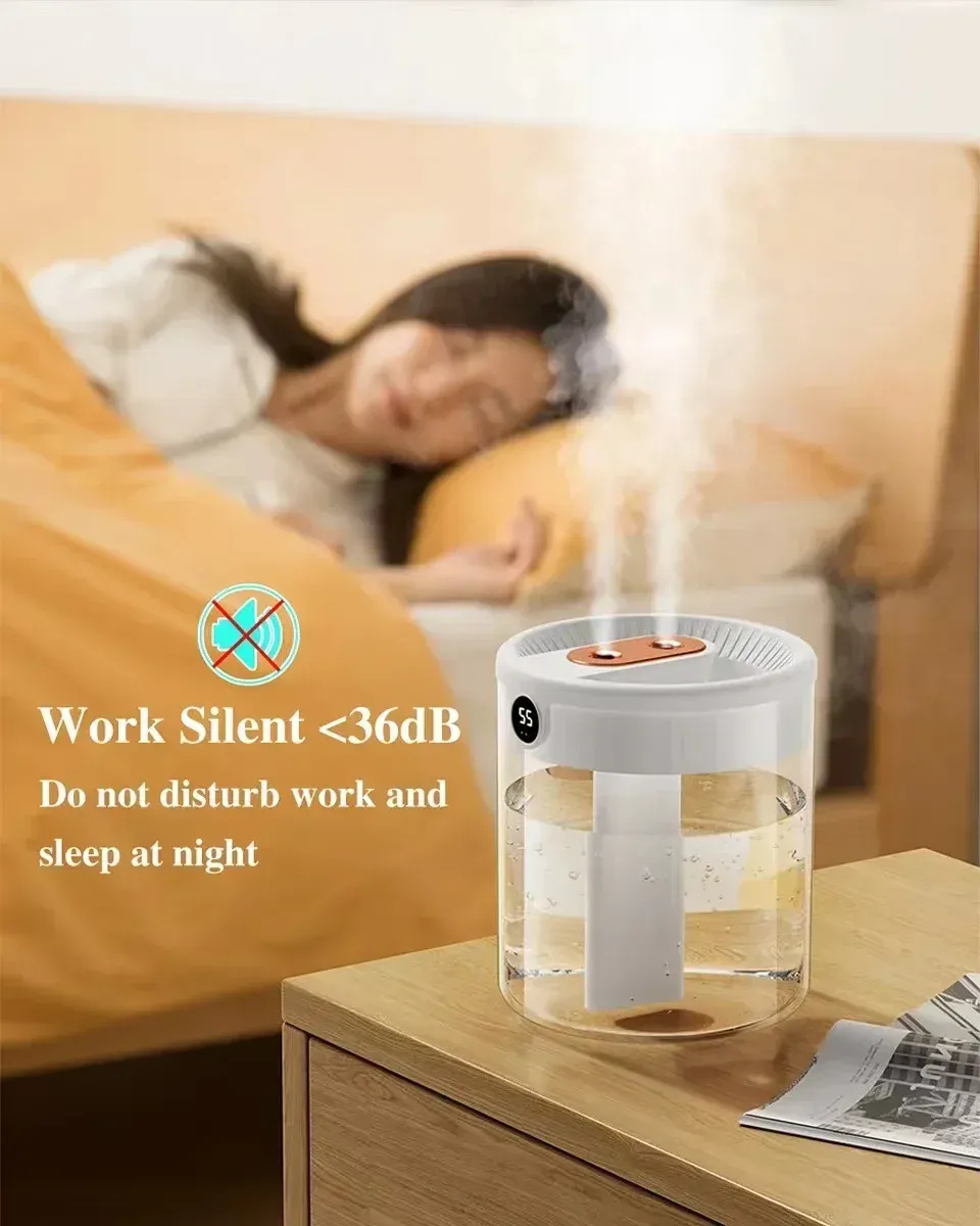 2L Dual Spray Humidifier USB Large Capacity for Home & Office, Quiet Bedroom Air Diffuser with LED Digital Display & Night Light, Portable Mini Design showcase 7