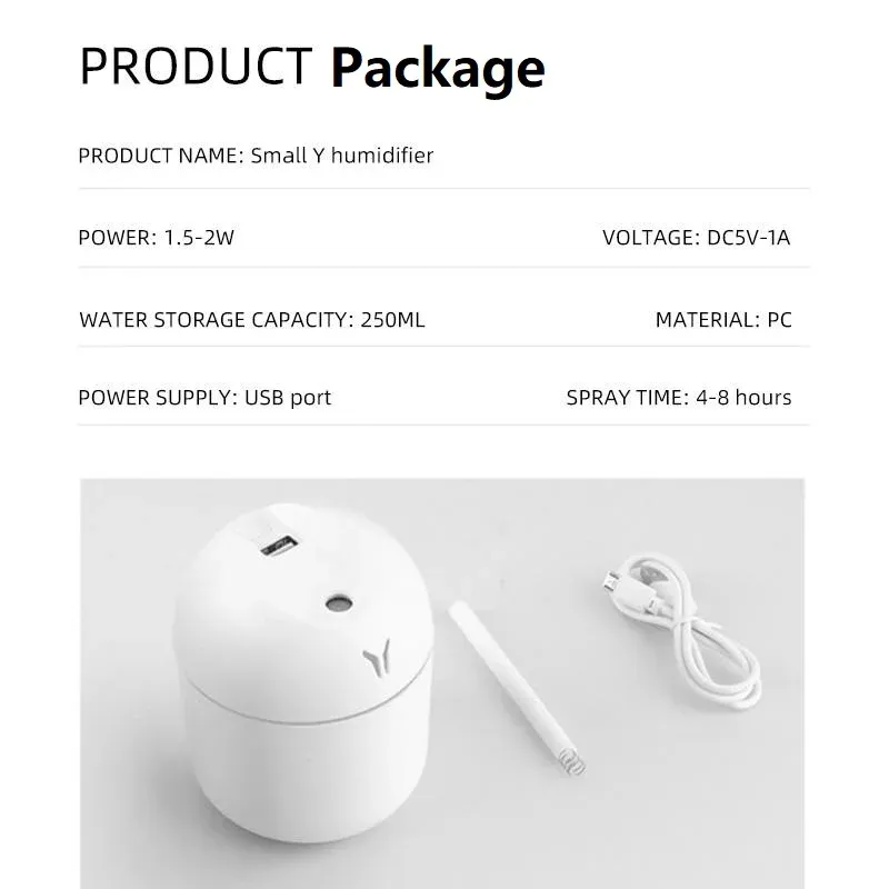 250ML USB Mini Air Humidifier Aroma Essential Oil Diffuser with LED Lamp - Quiet, Portable Mist Maker for Home, Car, Office showcase 9