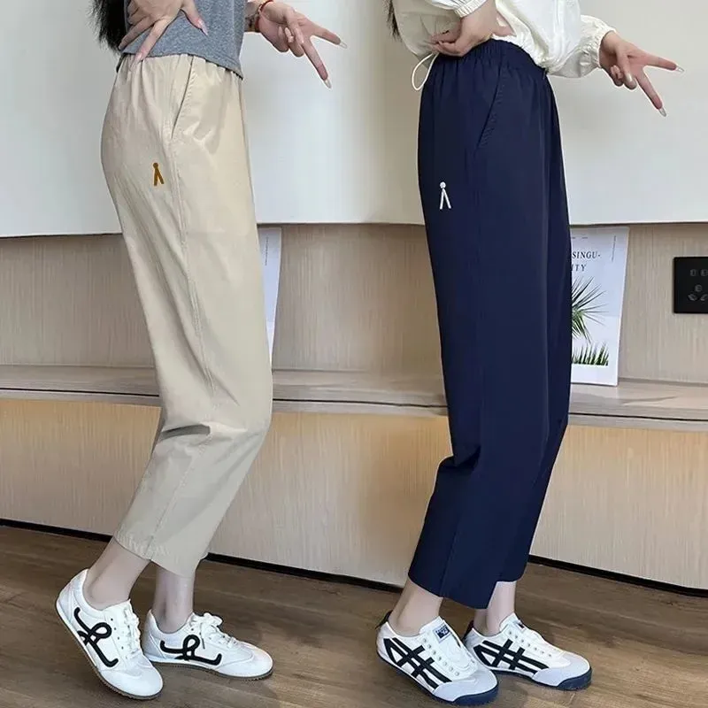 Women's Ice Silk Quick Dry Sports Pants - Loose Fit Casual Harlan Style, Breathable Summer Trousers for All Seasons thumbnail 1