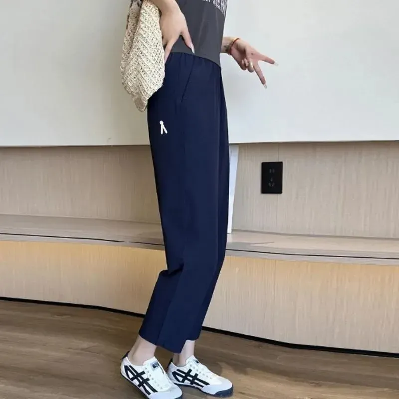 Women's Ice Silk Quick Dry Sports Pants - Loose Fit Casual Harlan Style, Breathable Summer Trousers for All Seasons thumbnail 4