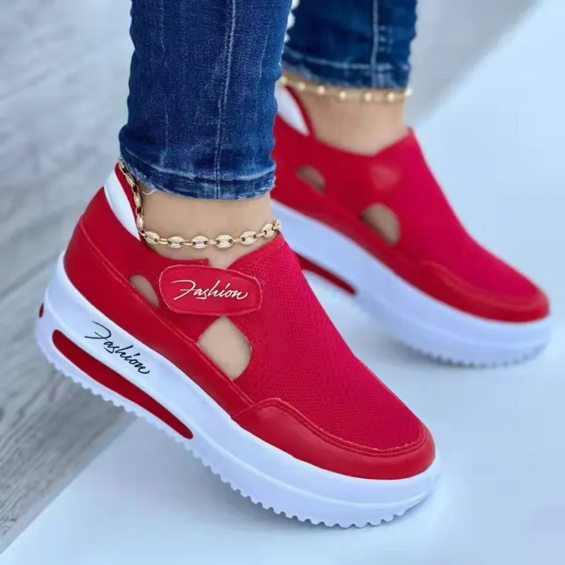 Women's Breathable Mesh Casual Shoes 2025 New Summer Flat Bottom Fashion Sneakers - Comfortable Thick Soled Sports Footwear for Everyday Wear thumbnail 1