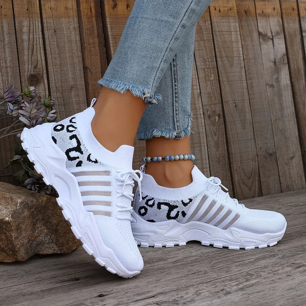 Summer Women's Casual Breathable Sports Shoes - Thick Soled Ankle Boots, New White Fashion Sneakers for 2025 thumbnail 5