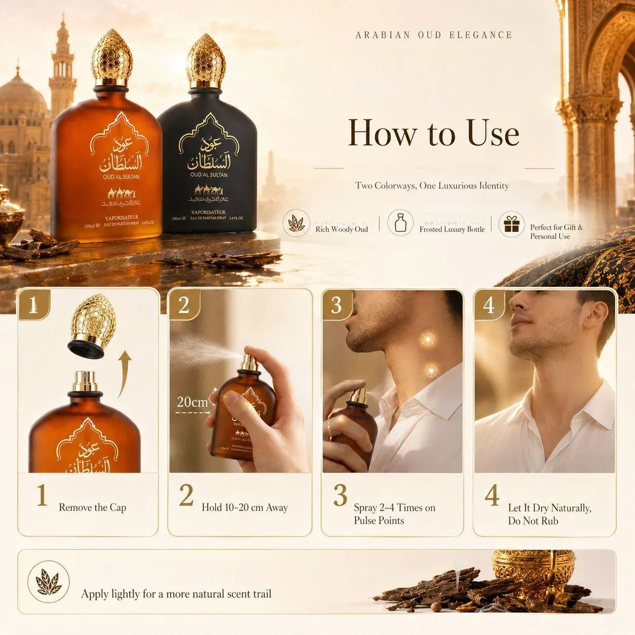 Premium Sweet Honey Oud Arabic Perfume for Men & Women, 100ml Eau de Parfum Spray with Gold Beehive Cap, Long-Lasting Amber & Woody Scent, Luxury Gift thumbnail 3