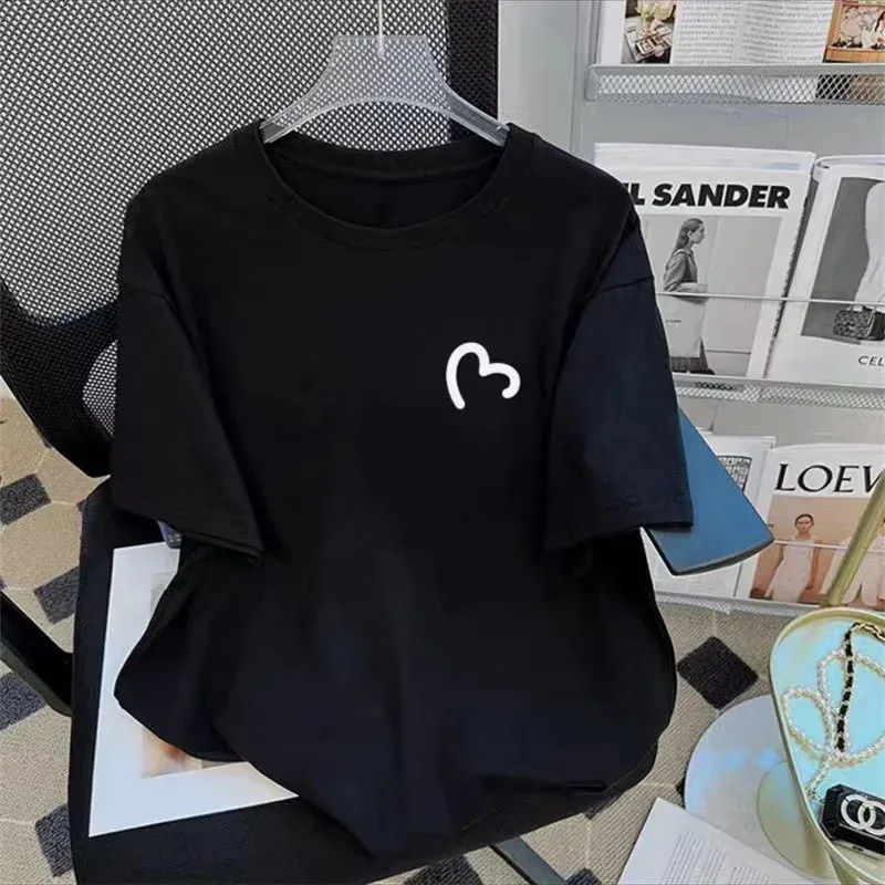 Women's Lime Green Pure Cotton T-Shirt, Half Sleeve Loose Fit Summer Top, Geometric Pattern, Round Neck, Elegant Korean Style Casual Wear showcase 10