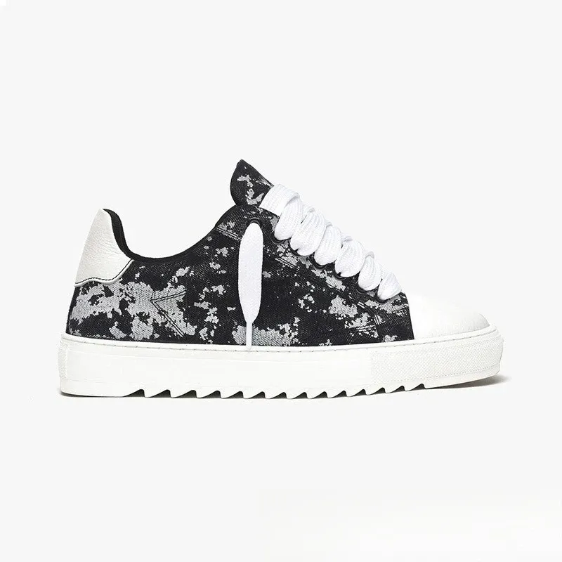 Men's Summer Canvas Platform Sneakers: Minimalist Lace-Up Casual Daily Outdoor Shoes, Versatile Trendy Fashion Footwear for Everyday Wear thumbnail 3