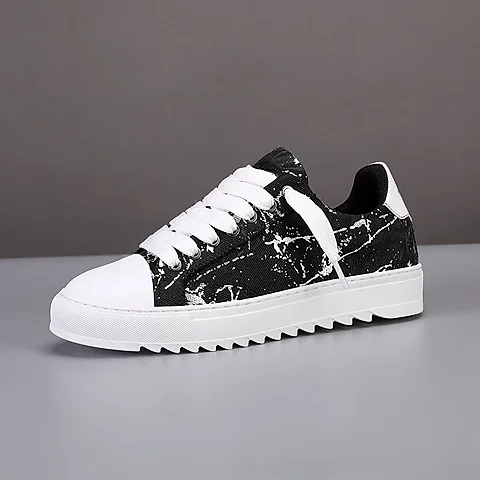 Men's Summer Canvas Platform Sneakers: Minimalist Lace-Up Casual Daily Outdoor Shoes, Versatile Trendy Fashion Footwear for Everyday Wear