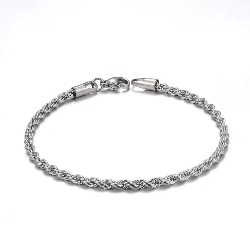 Wholesale Stainless Steel Twisted Rope Chain Bracelet for Men & Women - Fashion Jewelry, Party Gift, 4MM Width, Hypoallergenic thumbnail 1