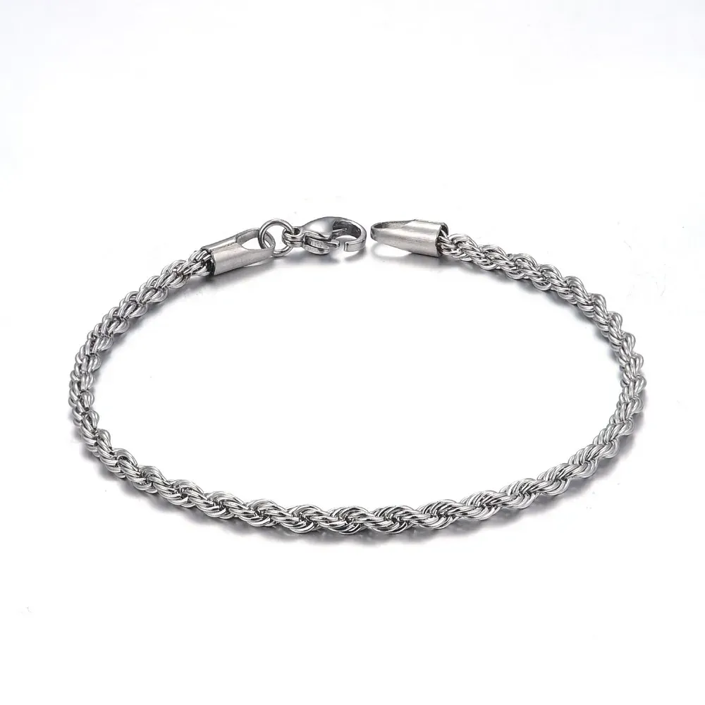 Wholesale Stainless Steel Twisted Rope Chain Bracelet for Men & Women - Fashion Jewelry, Party Gift, 4MM Width, Hypoallergenic showcase 3