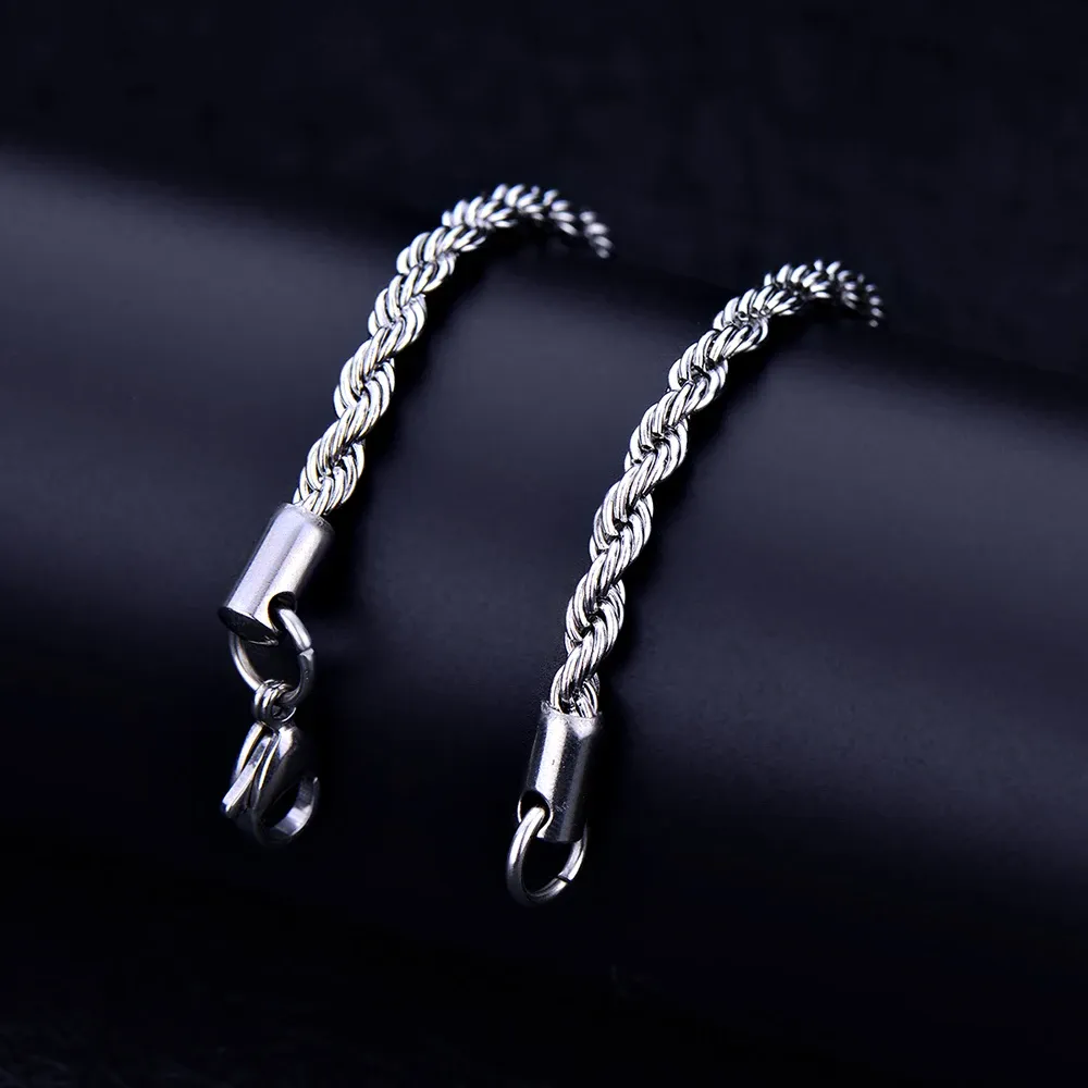 Wholesale Stainless Steel Twisted Rope Chain Bracelet for Men & Women - Fashion Jewelry, Party Gift, 4MM Width, Hypoallergenic showcase 6