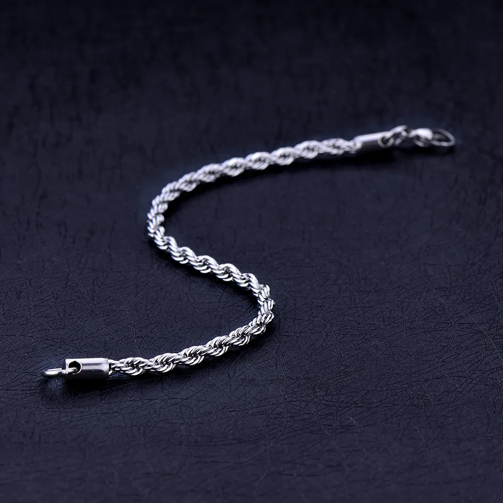 Wholesale Stainless Steel Twisted Rope Chain Bracelet for Men & Women - Fashion Jewelry, Party Gift, 4MM Width, Hypoallergenic showcase 7
