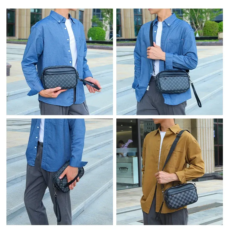 Premium PU Leather Men's Waist Pack Business Crossbody Bag Fashion Travel Shoulder Bag for Phone Storage, Stylish Clutch for Men showcase 9
