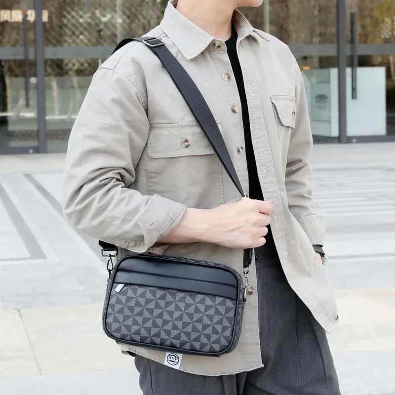 Stylish PU Leather Crossbody Messenger Bag for Men - High Quality Fashion Small Shoulder Bag, Perfect Gift for Men - Image 3