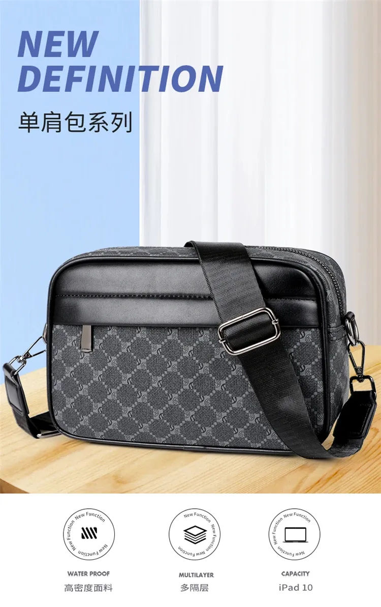 Stylish PU Leather Crossbody Messenger Bag for Men - High Quality Fashion Small Shoulder Bag, Perfect Gift for Men showcase 1