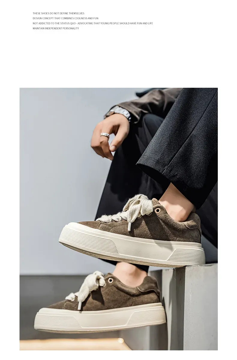 Men's Korean Style High-Top Casual Board Shoes - Autumn/Winter Fashion Sneakers for Height Increase & Sports showcase 4
