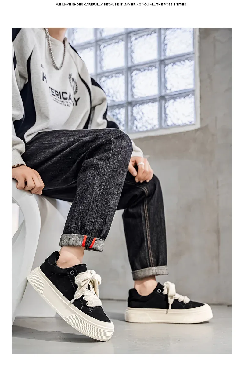 Men's Korean Style High-Top Casual Board Shoes - Autumn/Winter Fashion Sneakers for Height Increase & Sports showcase 13