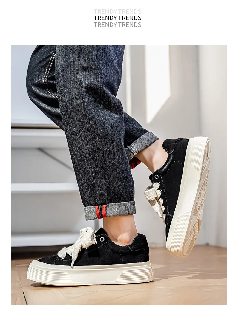 Men's Korean Style High-Top Casual Board Shoes - Autumn/Winter Fashion Sneakers for Height Increase & Sports showcase 14