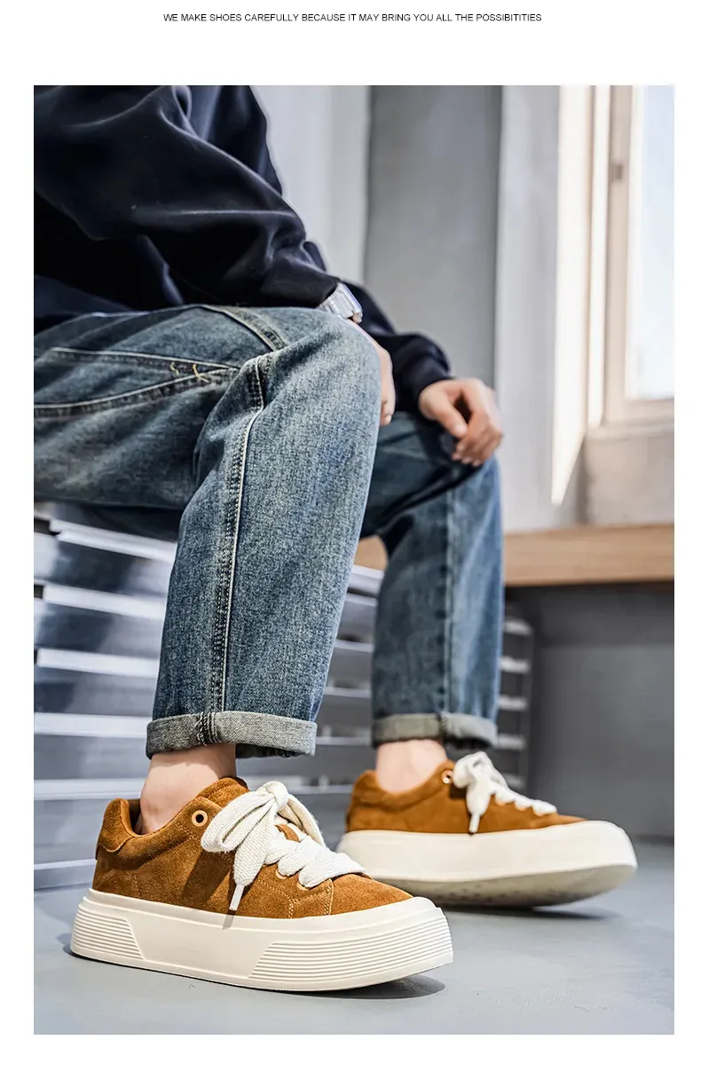 Men's Korean Style High-Top Casual Board Shoes - Autumn/Winter Fashion Sneakers for Height Increase & Sports showcase 15