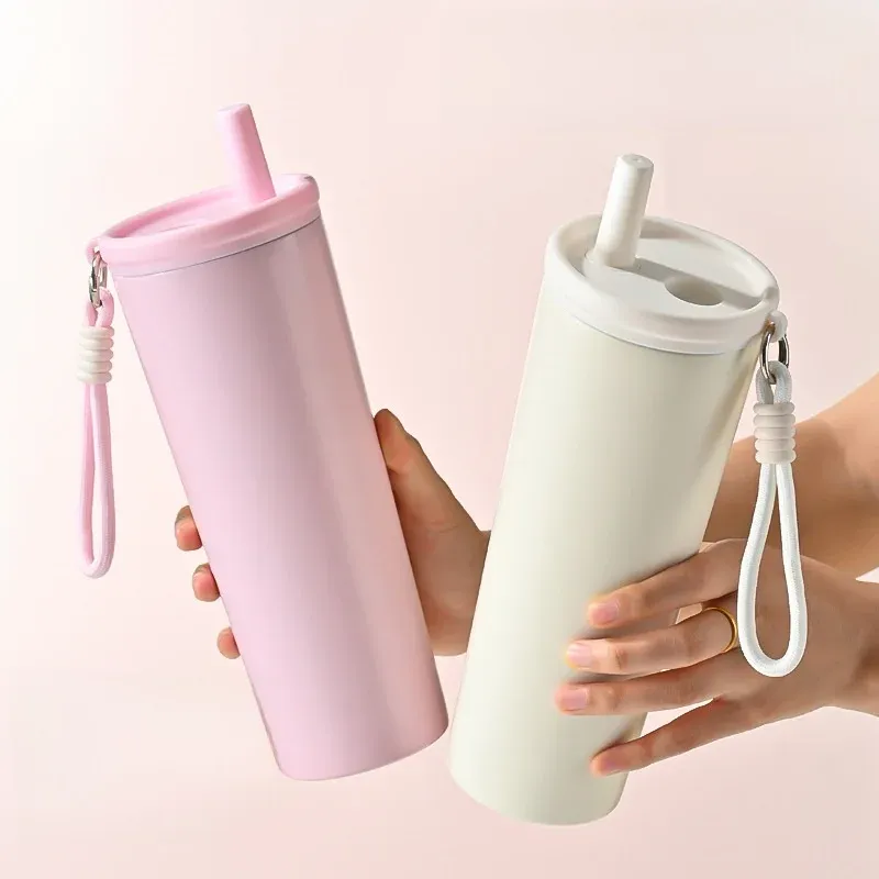 Portable Outdoor Double Layer Vacuum Insulated Stainless Steel Cartoon Straw Cup - 316 Grade, Large Capacity, Handheld Car Mug for Hot & Cold Drinks - Image 4