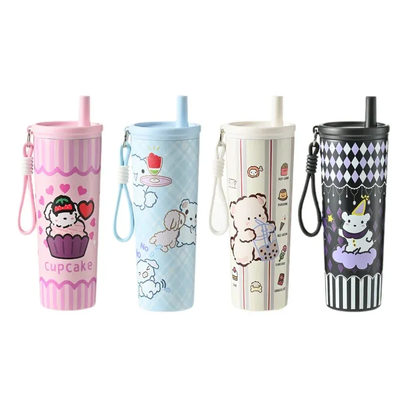 Portable Outdoor Double Layer Vacuum Insulated Stainless Steel Cartoon Straw Cup - 316 Grade, Large Capacity, Handheld Car Mug for Hot & Cold Drinks - Image 6