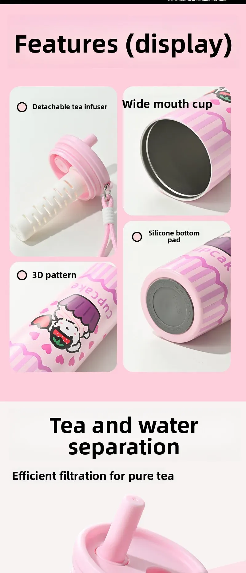 Portable Outdoor Double Layer Vacuum Insulated Stainless Steel Cartoon Straw Cup - 316 Grade, Large Capacity, Handheld Car Mug for Hot & Cold Drinks showcase 2