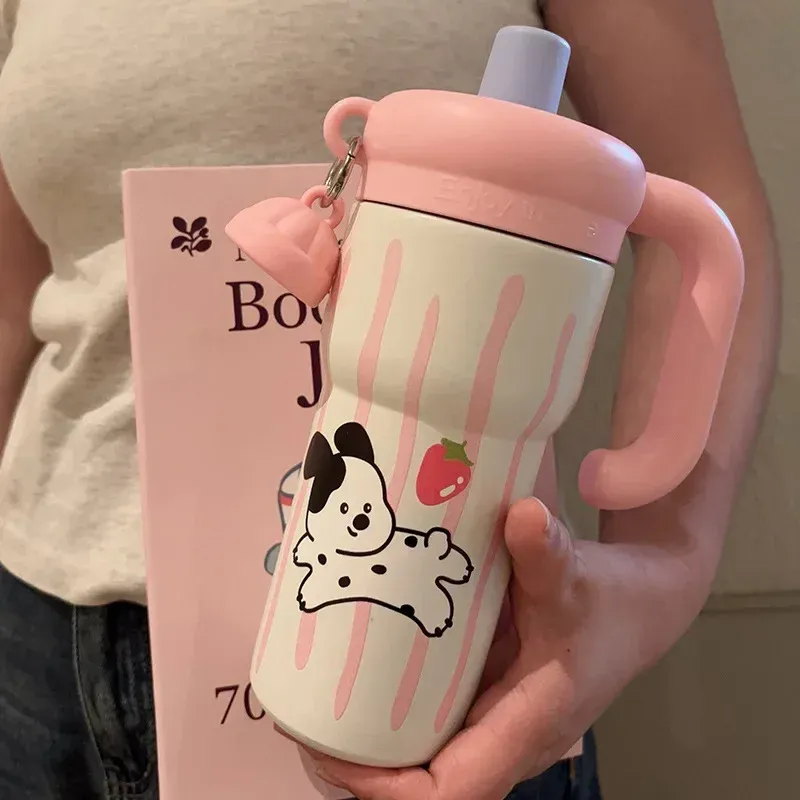 316 Stainless Steel Insulated Tumbler Mug with Straw - Large Capacity Thermal Iced Cup for Men & Women Students - Stylish Aesthetic Design for Hot & Cold Drinks thumbnail 2