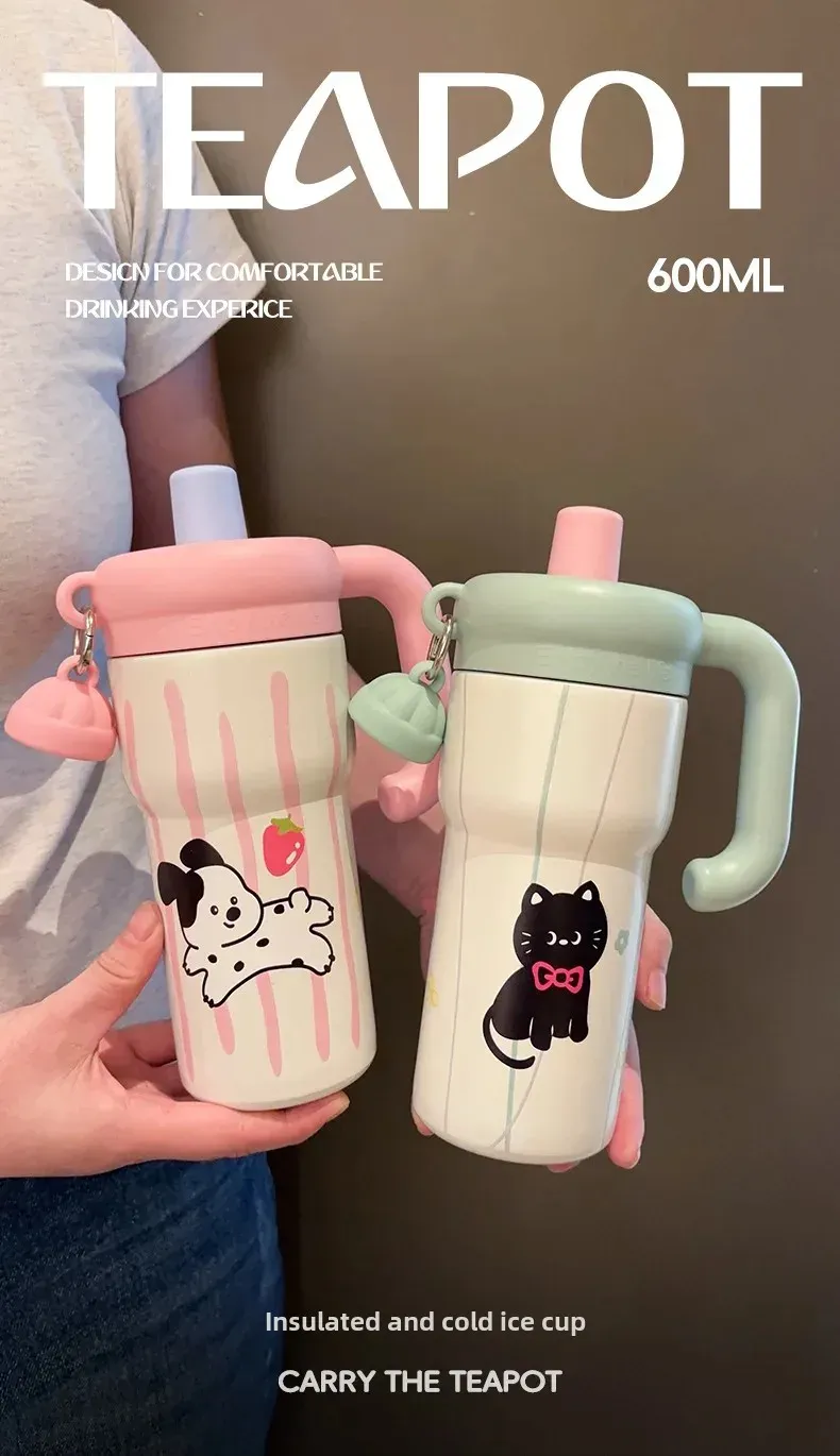 316 Stainless Steel Insulated Tumbler Mug with Straw - Large Capacity Thermal Iced Cup for Men & Women Students - Stylish Aesthetic Design for Hot & Cold Drinks showcase 1