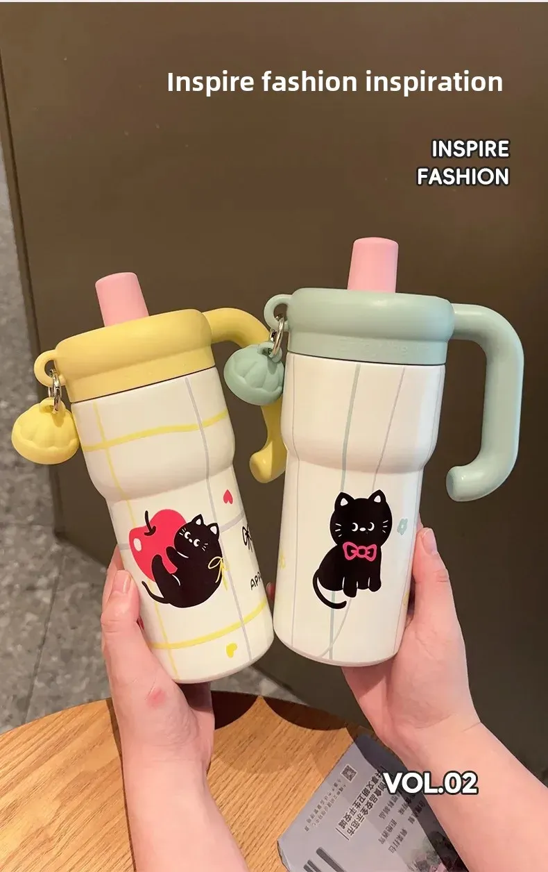 316 Stainless Steel Insulated Tumbler Mug with Straw - Large Capacity Thermal Iced Cup for Men & Women Students - Stylish Aesthetic Design for Hot & Cold Drinks showcase 4