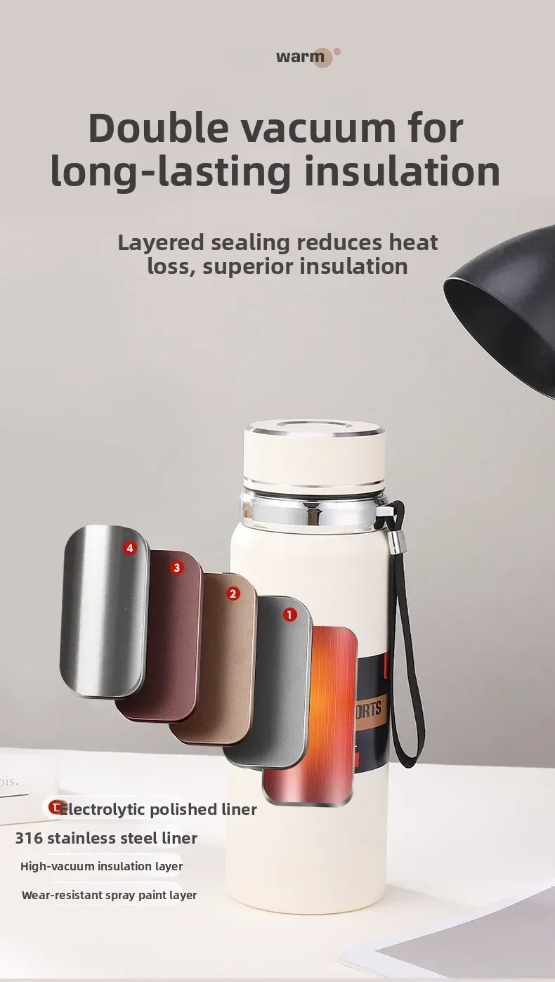 Large Capacity 316 Stainless Steel Insulated Mug - Aesthetic Business Gift Cup with Tea Separator, 12-24 Hour Hot/Cold Retention for Travel & Office showcase 8