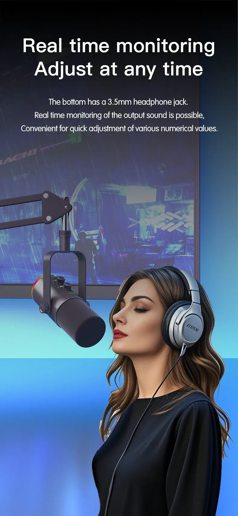 USB XLR Dynamic Microphone for Gaming Streaming & Podcasting, Mute Button Desktop Mic for YouTube Live, Computer PC Microphone for Clear Audio showcase 6