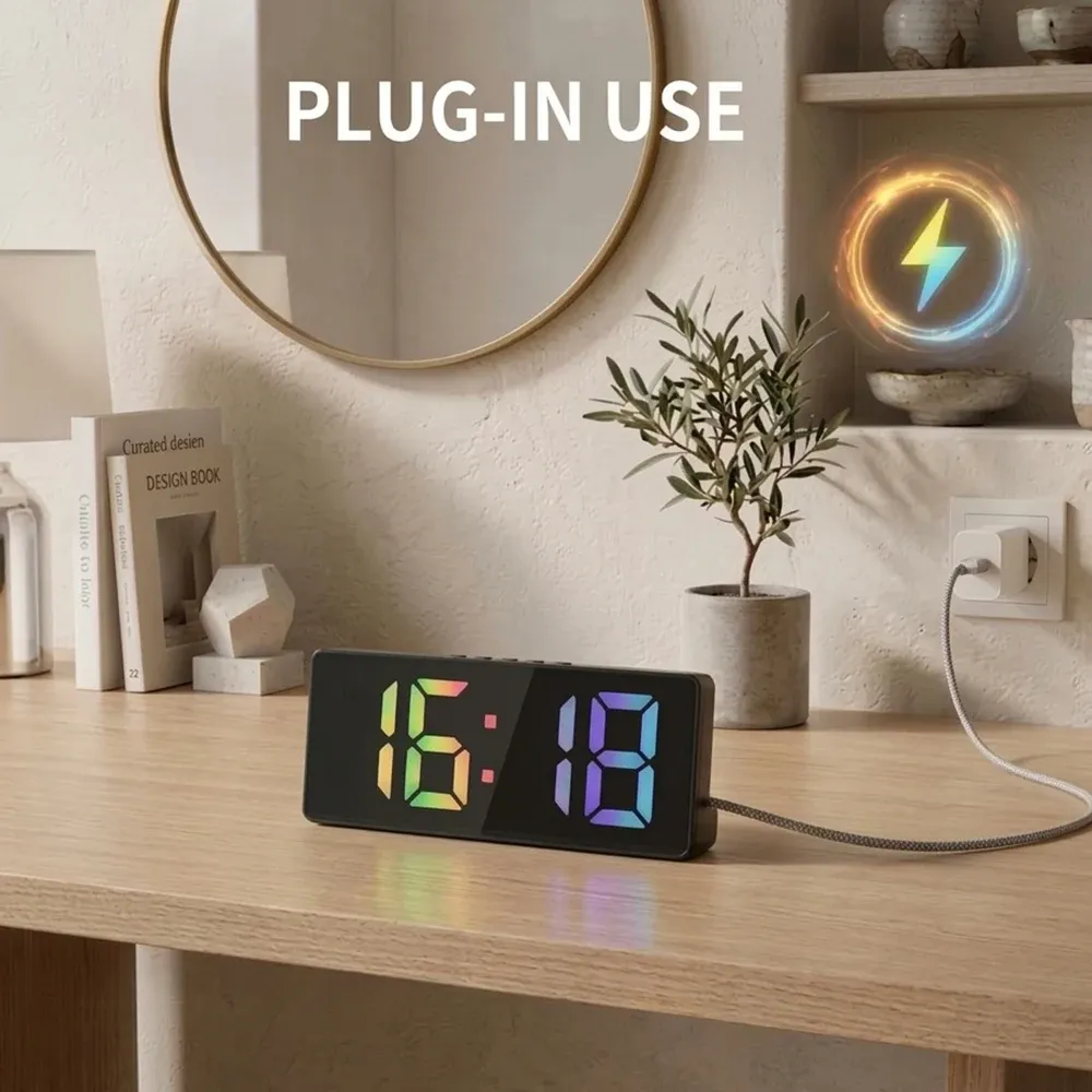 Large Display Digital Alarm Clock with Snooze & Sound-Activated Backlight - Easy Setup Table Clock for Bedroom, Office, Kitchen, Home Decor thumbnail 3