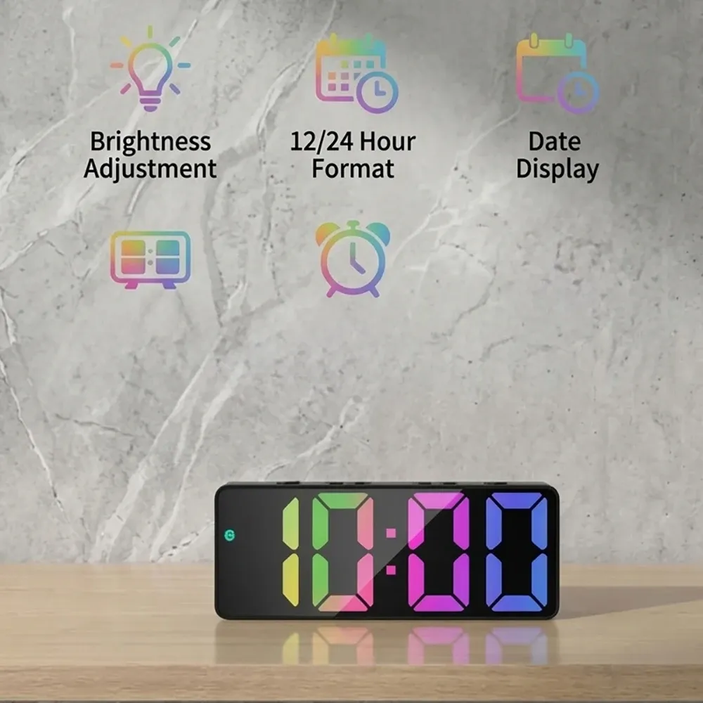 Large Display Digital Alarm Clock with Snooze & Sound-Activated Backlight - Easy Setup Table Clock for Bedroom, Office, Kitchen, Home Decor showcase 7