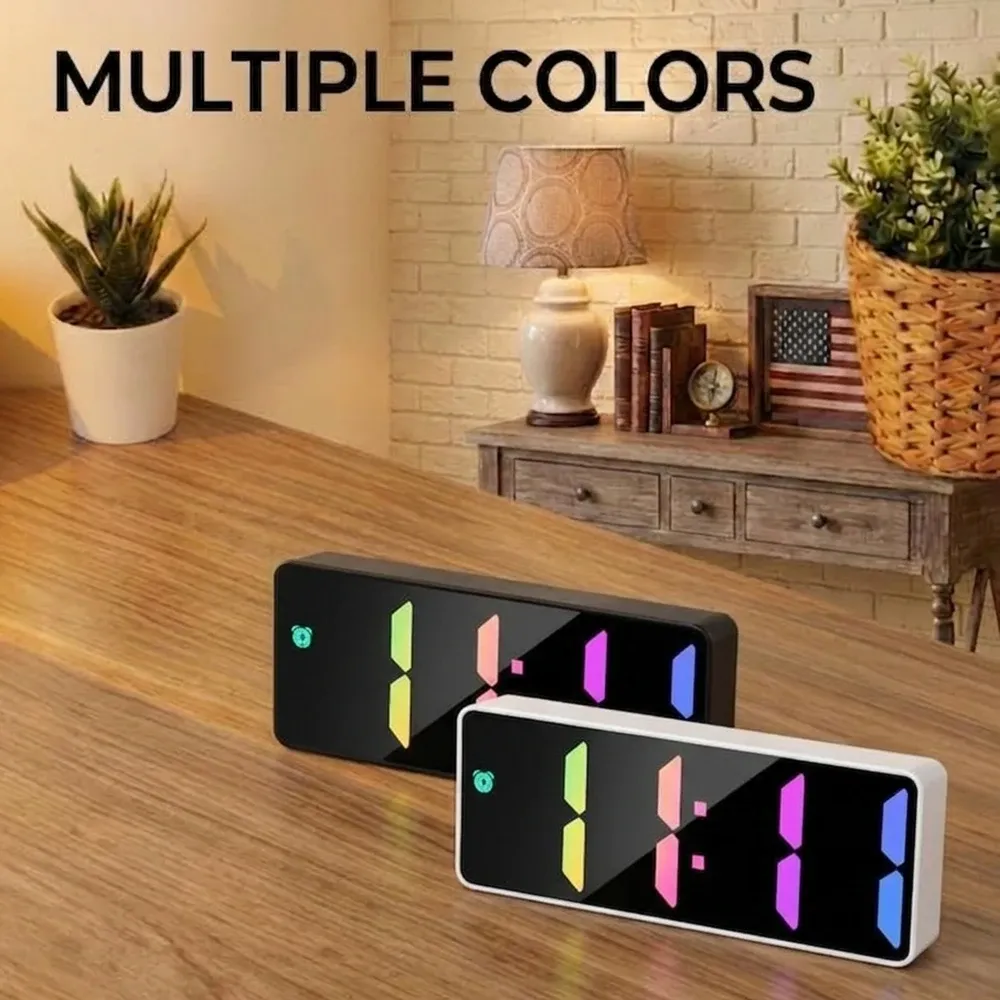 Large Display Digital Alarm Clock with Snooze & Sound-Activated Backlight - Easy Setup Table Clock for Bedroom, Office, Kitchen, Home Decor thumbnail 6