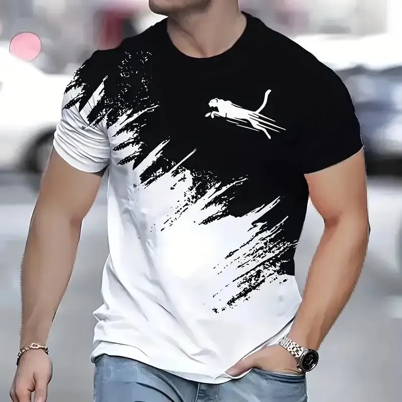 Men's 3D Animal Print T-Shirt - Breathable Short Sleeve Street Fashion Loose Oversized Tee for Casual Sports thumbnail 1