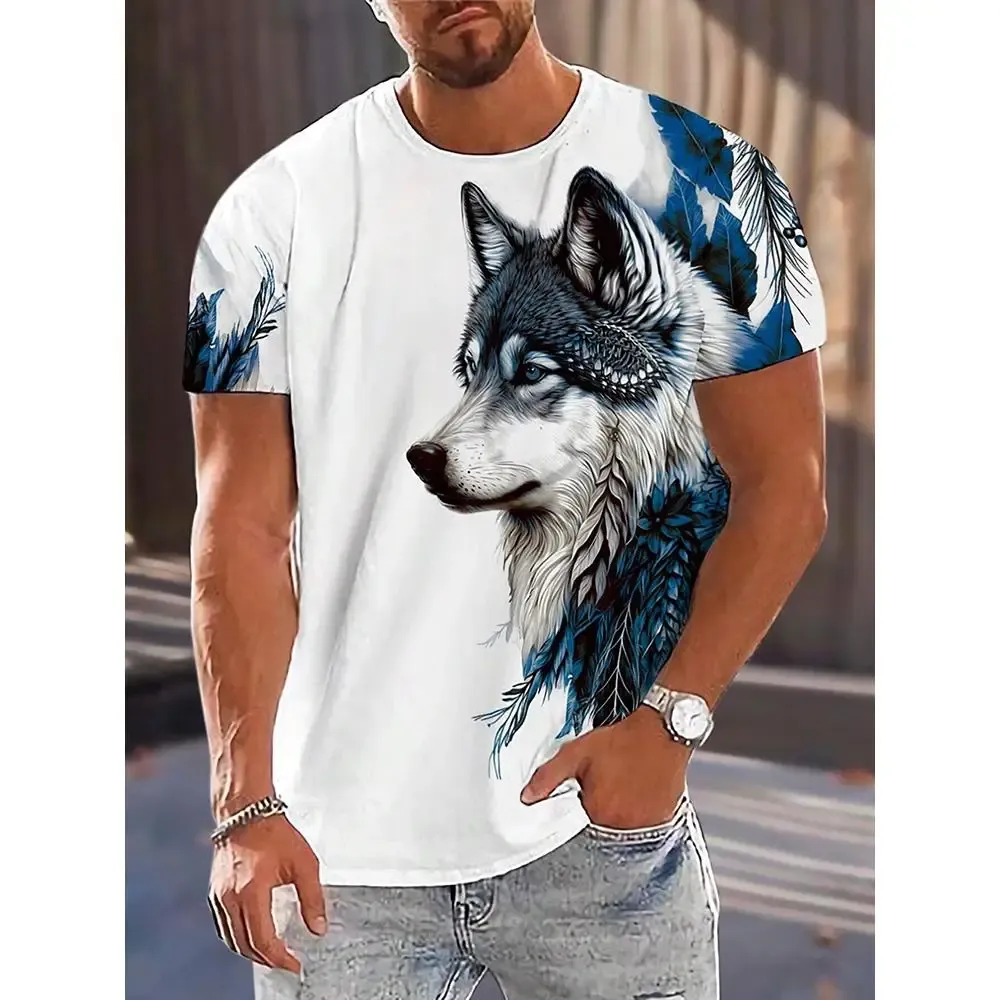 3D Wolf Print Men's Summer T-Shirt | Street Fashion Urban Casual Short Sleeve Top | Outdoor Camping Sports Tee - Image 1