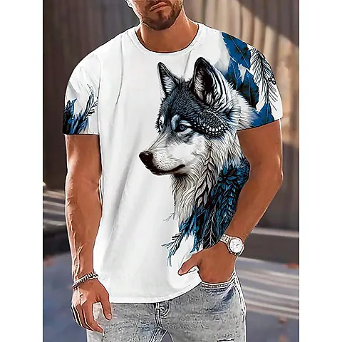 3D Wolf Print Men's Summer T-Shirt | Street Fashion Urban Casual Short Sleeve Top | Outdoor Camping Sports Tee
