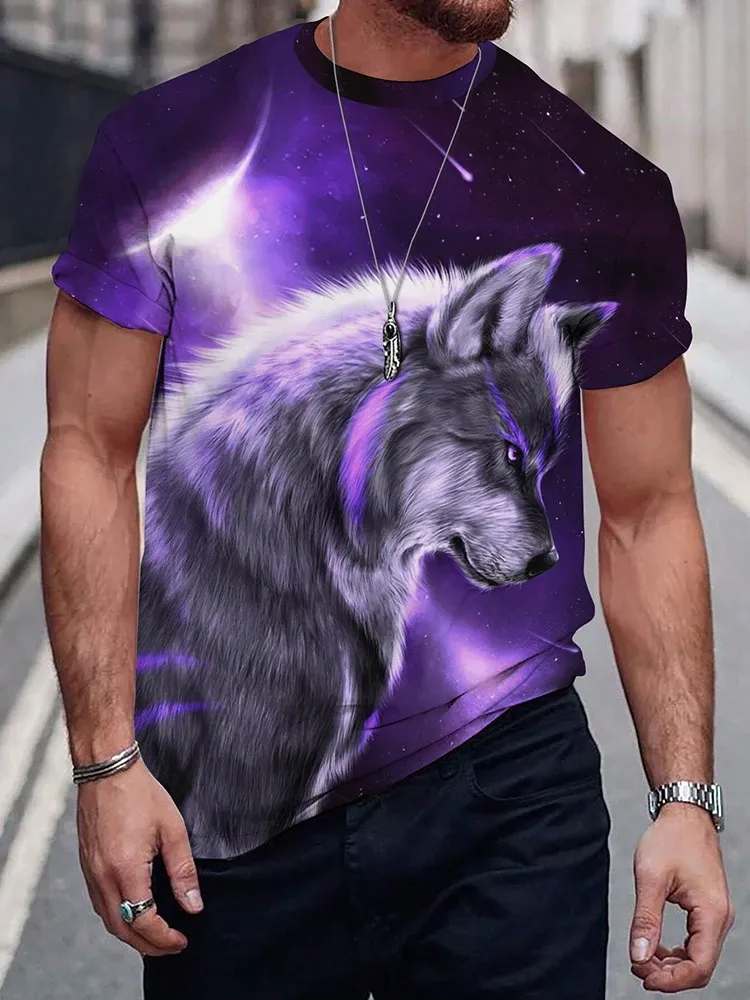 3D Wolf Print Men's Summer T-Shirt | Street Fashion Urban Casual Short Sleeve Top | Outdoor Camping Sports Tee - Image 6