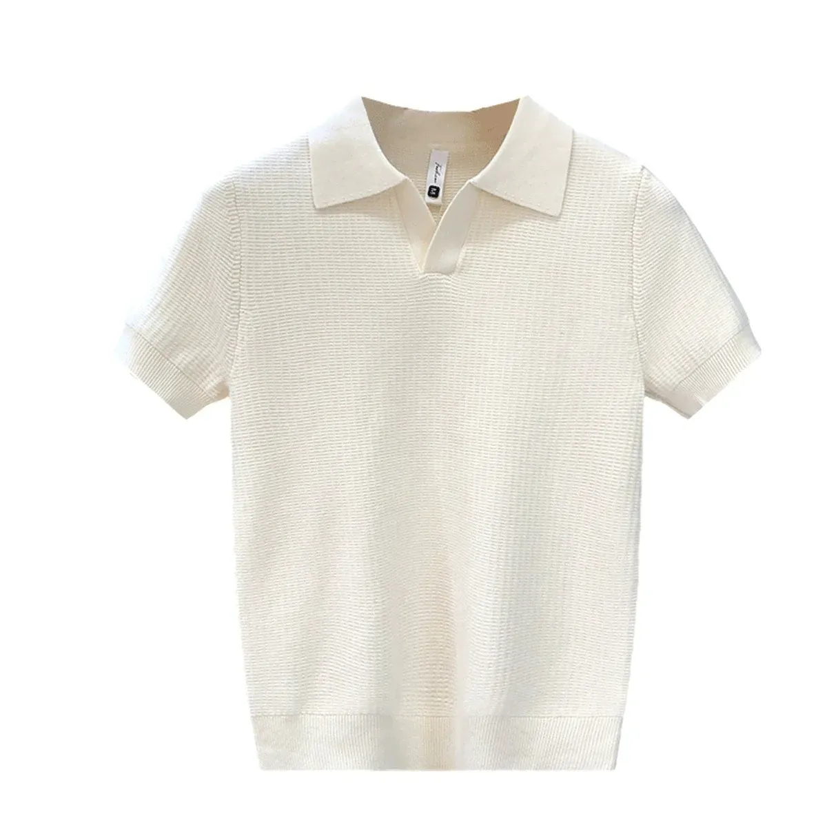 Men's Summer Korean Style Slim Fit Polo Shirt - Wrinkle Resistant Knit T-Shirt with Solid Color Collar, Trendy Casual Thin Sleeve Top for Fashionable Ghanaians showcase 6
