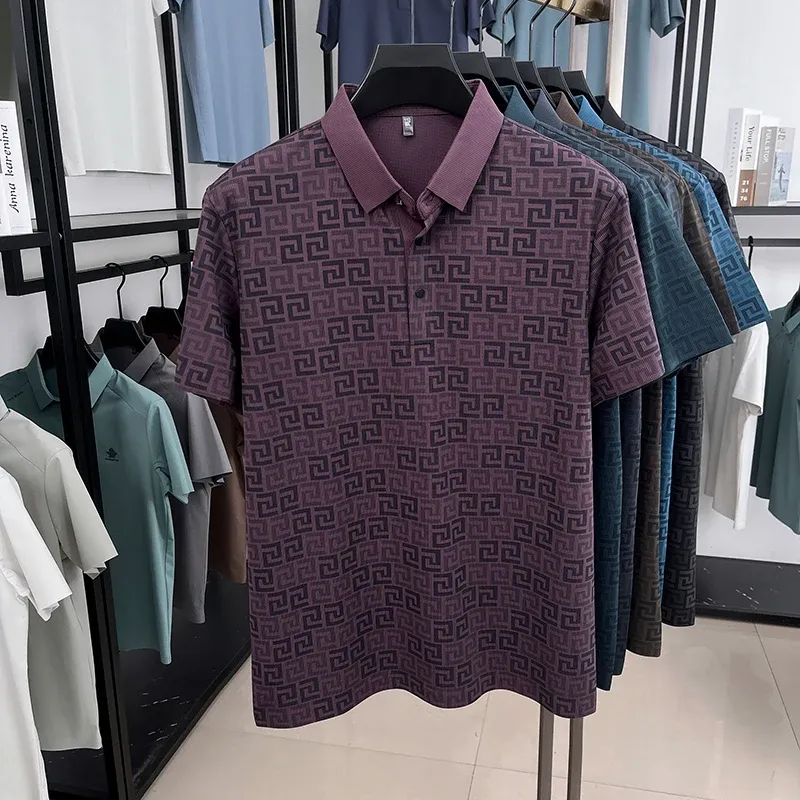 Men's Luxury Brand Designer Polo Shirt - Trendy Printed Short Sleeve, Non-Iron, Breathable Casual & Business Wear Top for Modern Gents - Image 2