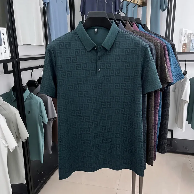 Men's Luxury Brand Designer Polo Shirt - Trendy Printed Short Sleeve, Non-Iron, Breathable Casual & Business Wear Top for Modern Gents showcase 7
