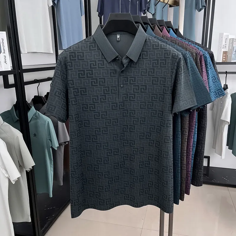 Men's Luxury Brand Designer Polo Shirt - Trendy Printed Short Sleeve, Non-Iron, Breathable Casual & Business Wear Top for Modern Gents showcase 13