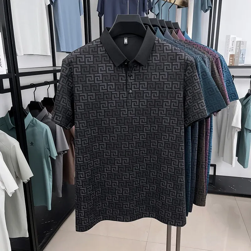 Men's Luxury Brand Designer Polo Shirt - Trendy Printed Short Sleeve, Non-Iron, Breathable Casual & Business Wear Top for Modern Gents showcase 9