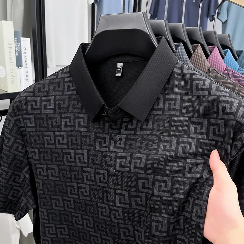 Men's Luxury Brand Designer Polo Shirt - Trendy Printed Short Sleeve, Non-Iron, Breathable Casual & Business Wear Top for Modern Gents showcase 8