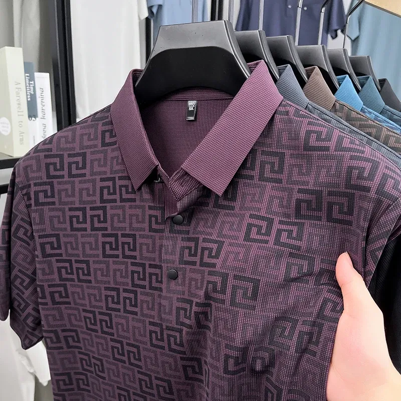 Men's Luxury Brand Designer Polo Shirt - Trendy Printed Short Sleeve, Non-Iron, Breathable Casual & Business Wear Top for Modern Gents showcase 10