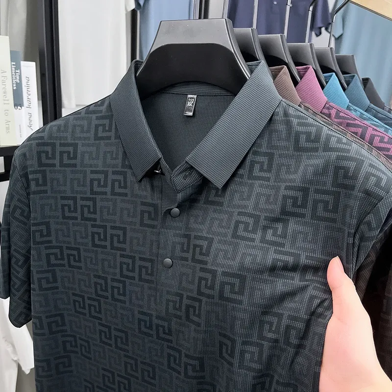 Men's Luxury Brand Designer Polo Shirt - Trendy Printed Short Sleeve, Non-Iron, Breathable Casual & Business Wear Top for Modern Gents showcase 12