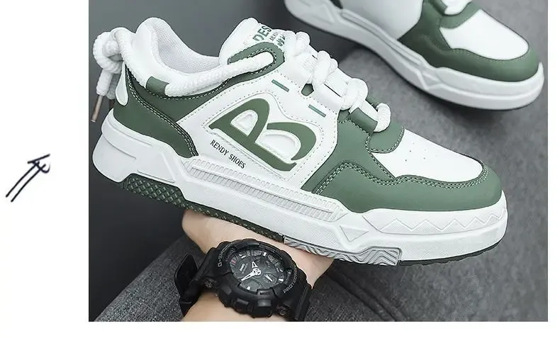 Men's Breathable White Sneakers 2025 Summer Trendy Versatile Thick Sole Sports Board Shoes for Men & Women showcase 2