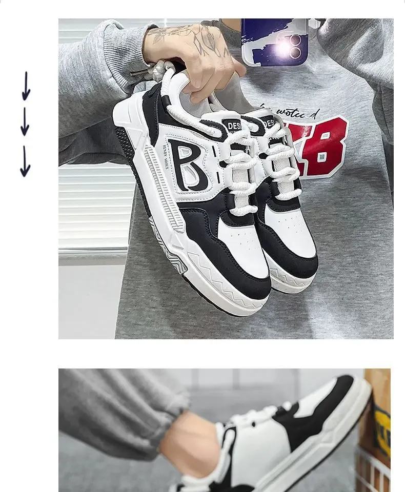 Men's Breathable White Sneakers 2025 Summer Trendy Versatile Thick Sole Sports Board Shoes for Men & Women showcase 4