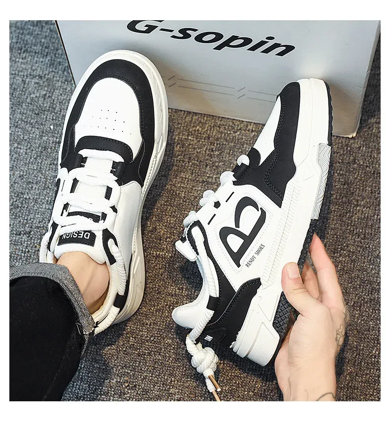 Men's Breathable White Sneakers 2025 Summer Trendy Versatile Thick Sole Sports Board Shoes for Men & Women showcase 6